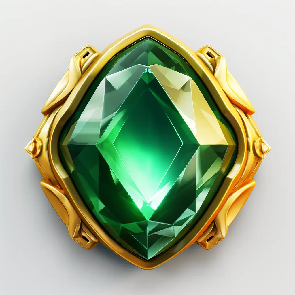 green gemstone sorcerer stone precious icon 3D material game UI golden art gold