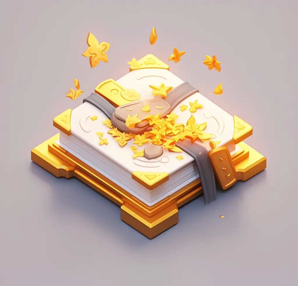 magic book icon 3D game gropicture magic book icon 3D game gold golden UI gold golden