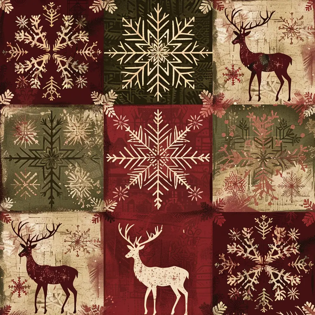 pattern Christmas Santa deer snowflake Nordic art
