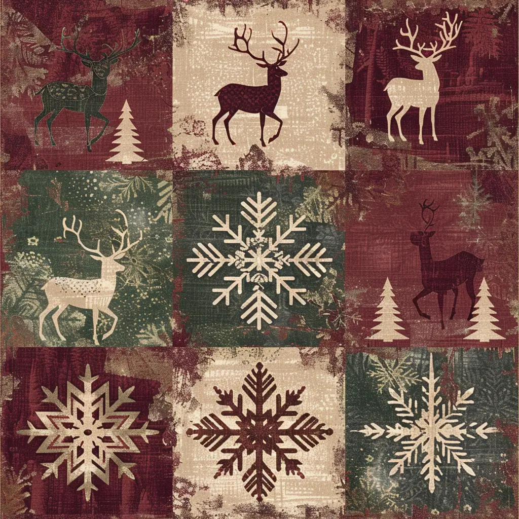 pattern Santa Christmas deer snowflake Nordic art