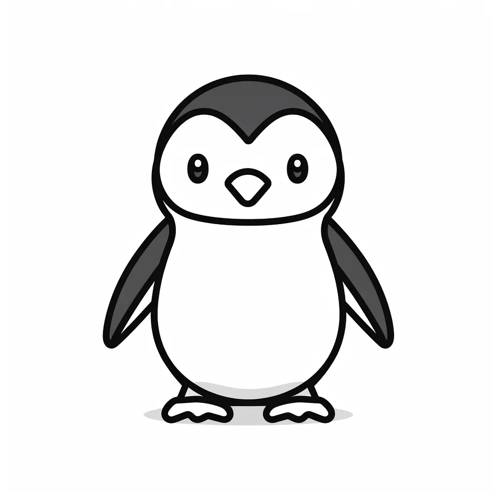 penguin thick line vector cartoon logo icon