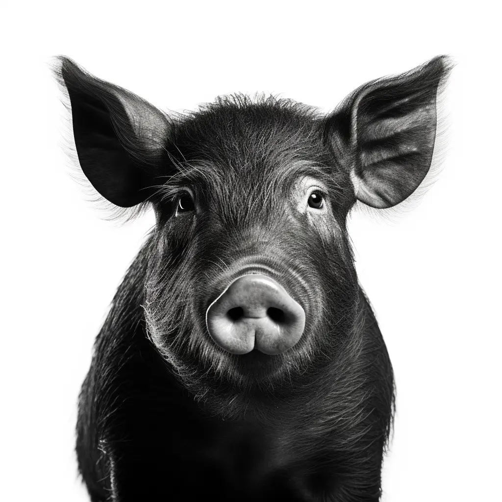 pig black white face head silhouette front photography