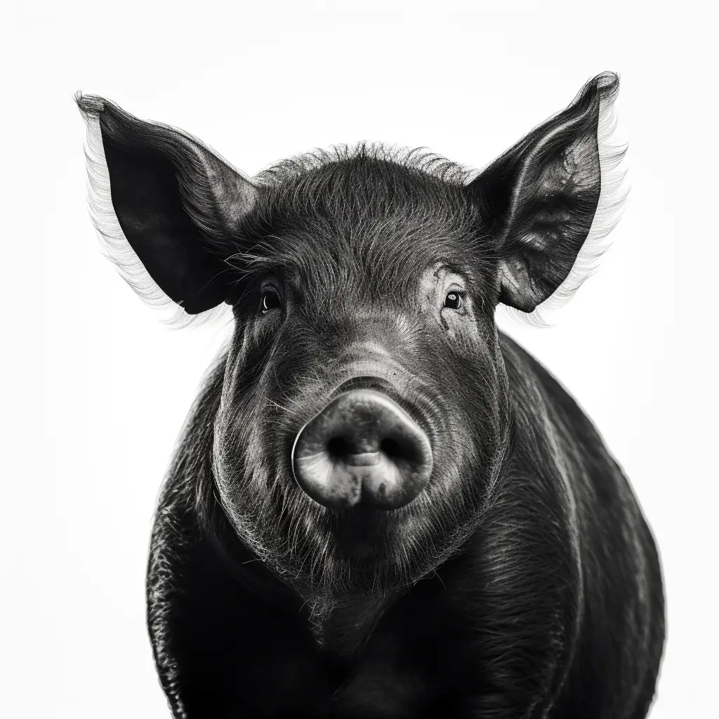 pig black white photography face head silhouette front