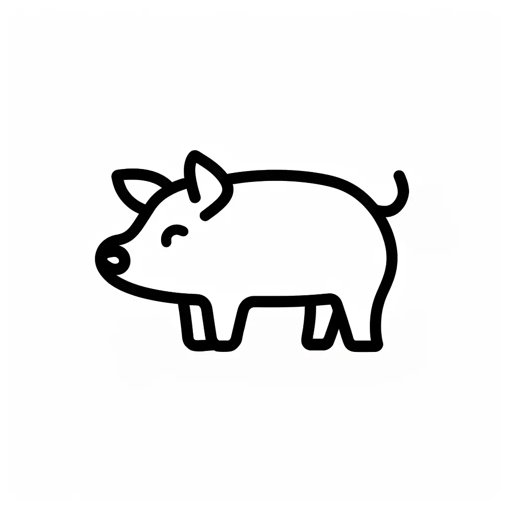 pig stick icon abstract hand drawn doodle thick line vector logo illustration