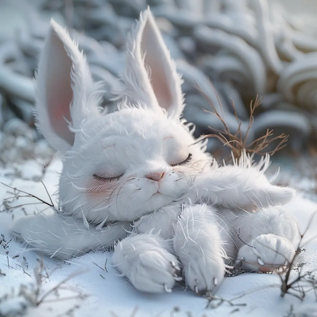 rabbit baby cute sleep cartoon 3D animation
