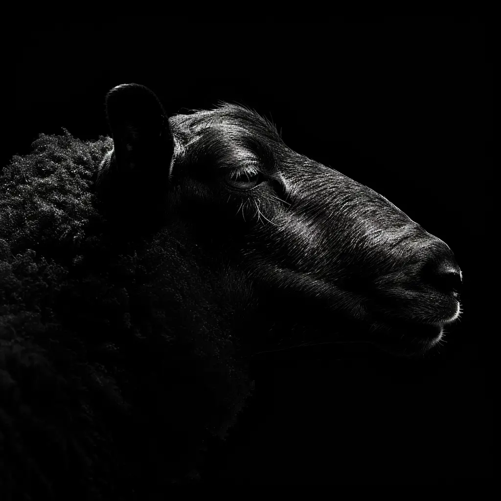 sheep black white light head face silhouette mysterious photography