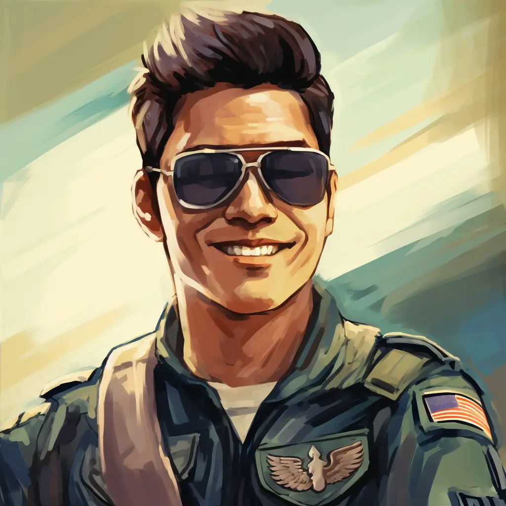 sunglasses United States Air Force pilot airport cartoon illustration painting portrait face
