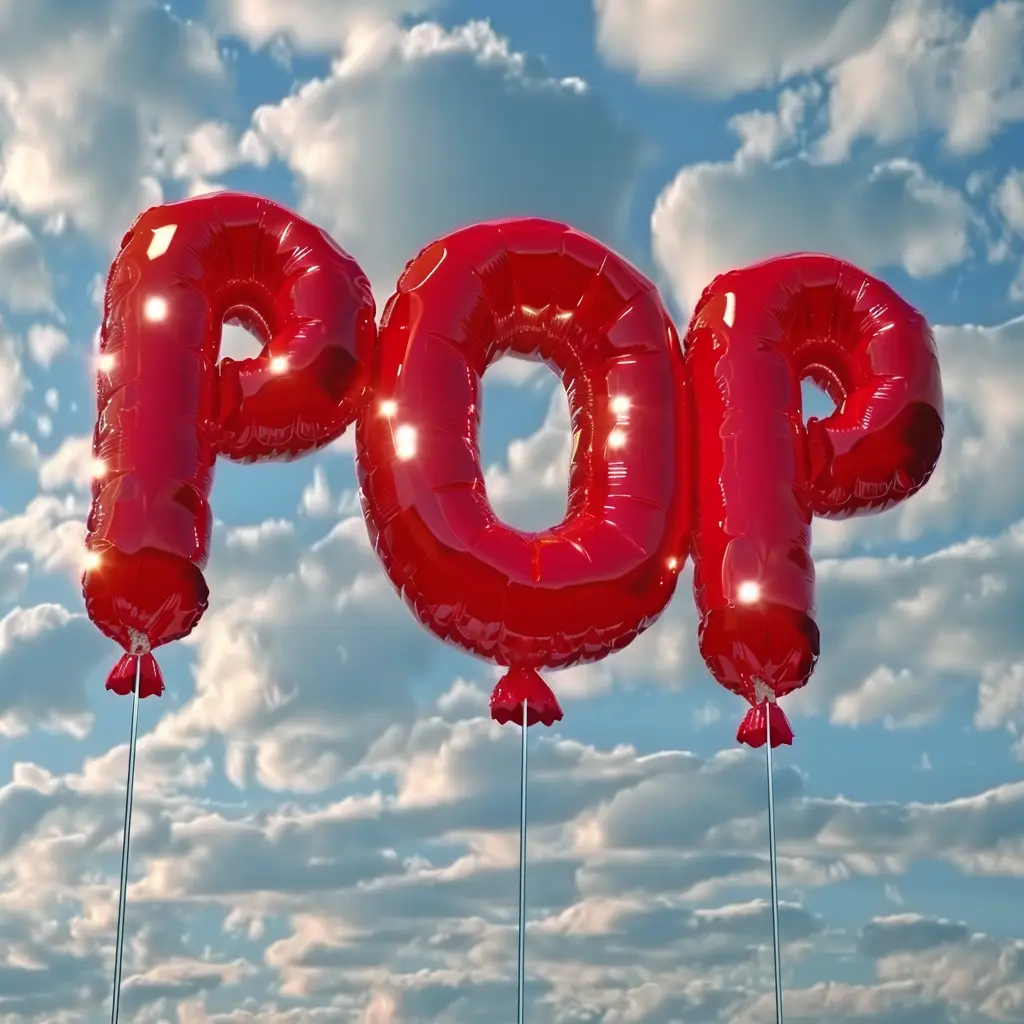 text POP word balloon 3D cloud sky