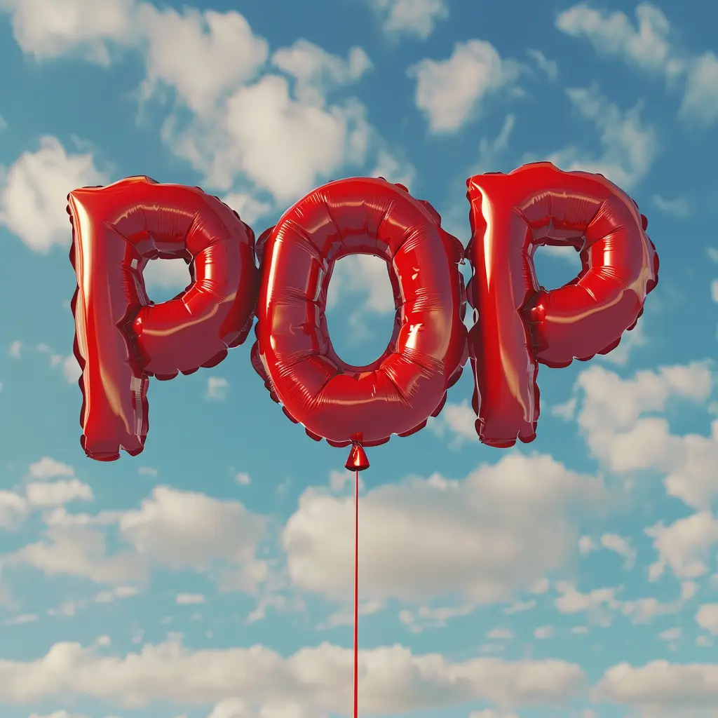 text POP word balloon 3D sky cloud
