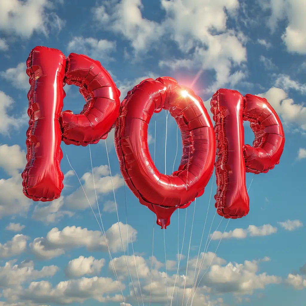 text POP word balloon cloud sky 3D
