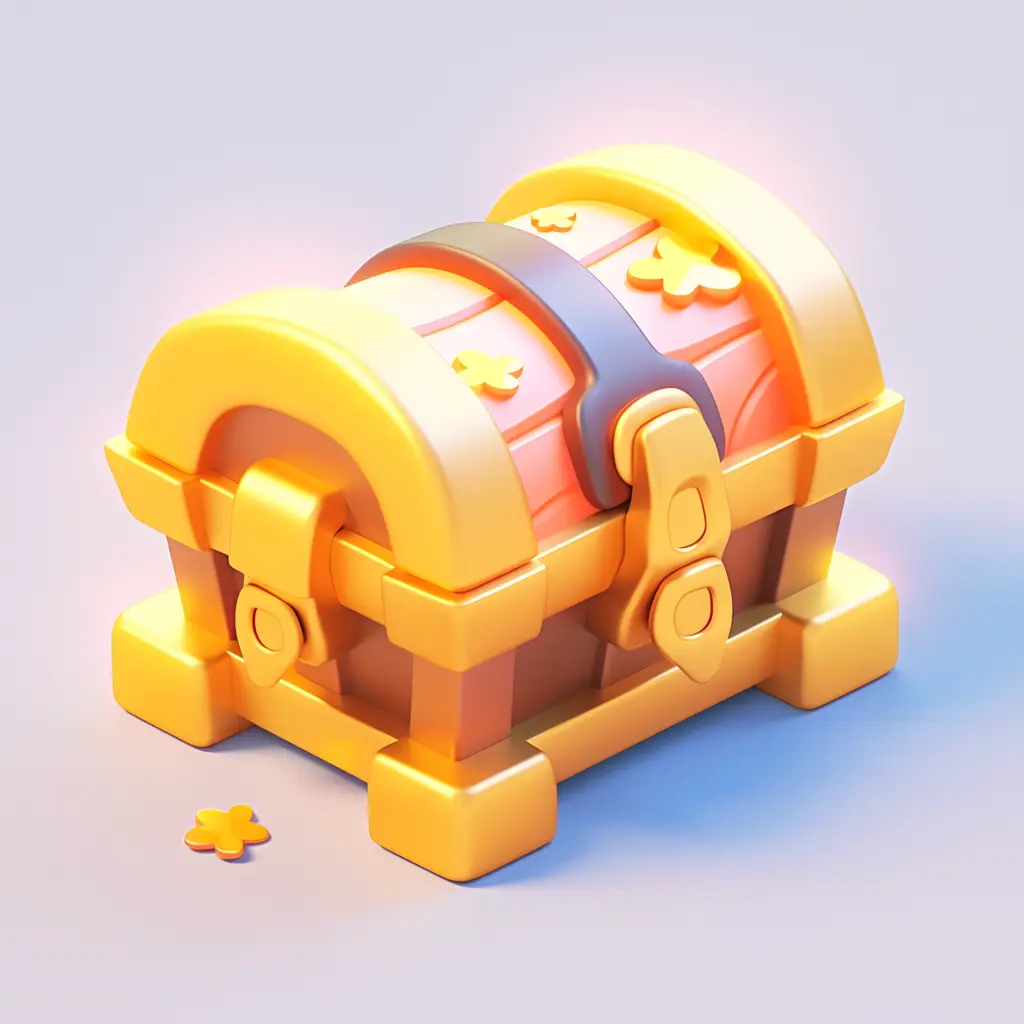 treasure chest box icon 3D UI golden game
