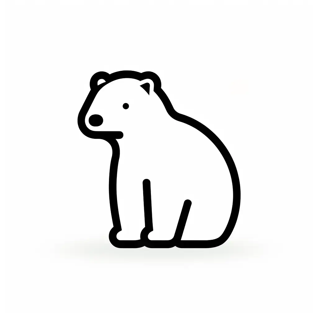 white polar bear side lateral icon thick line vector cartoon logo