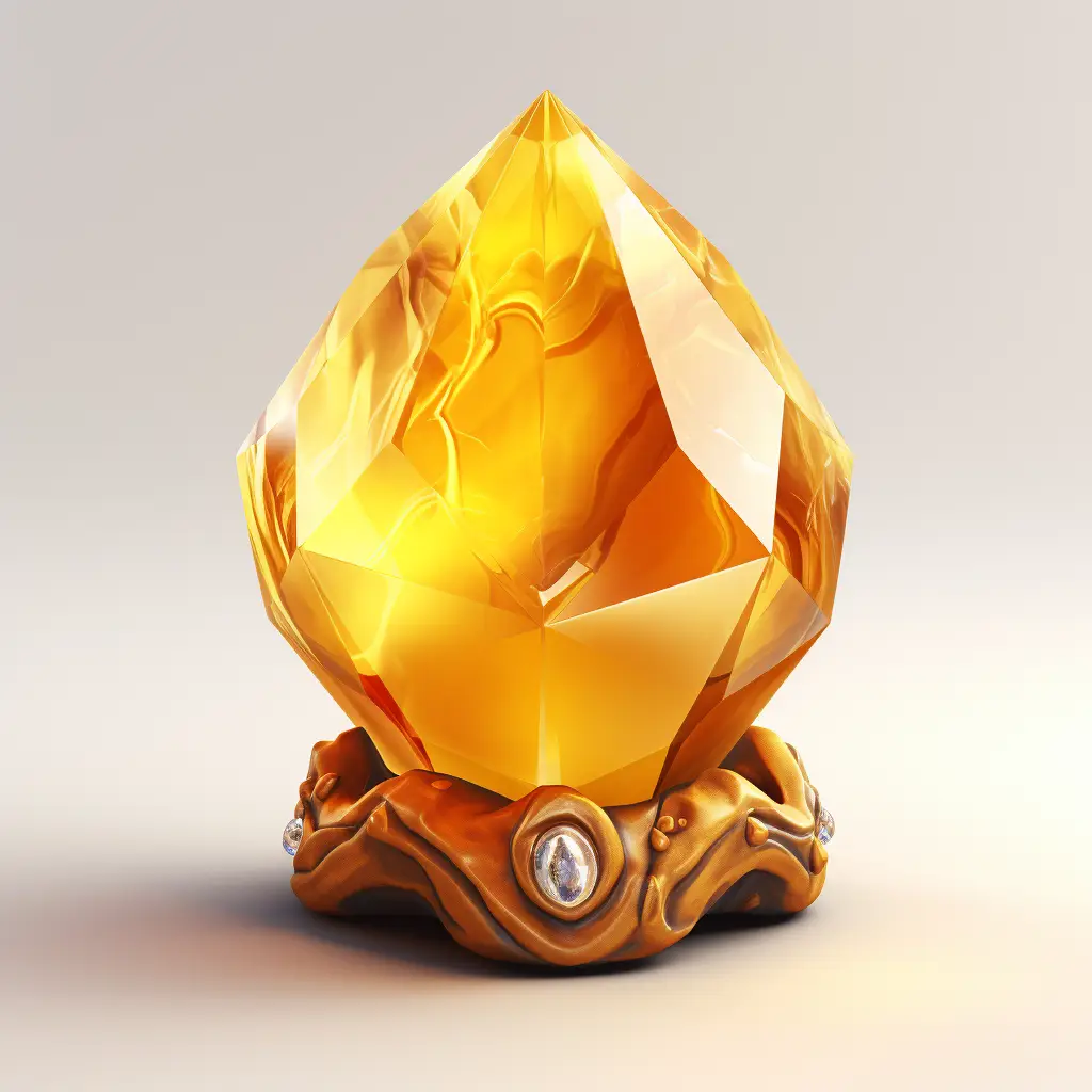 yellow gemstone sorcerer stone precious icon 3D material game UI golden art gold