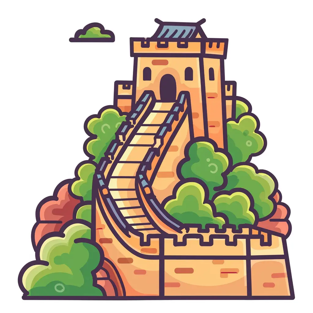 Great Wall vector logo line sticker cartoon