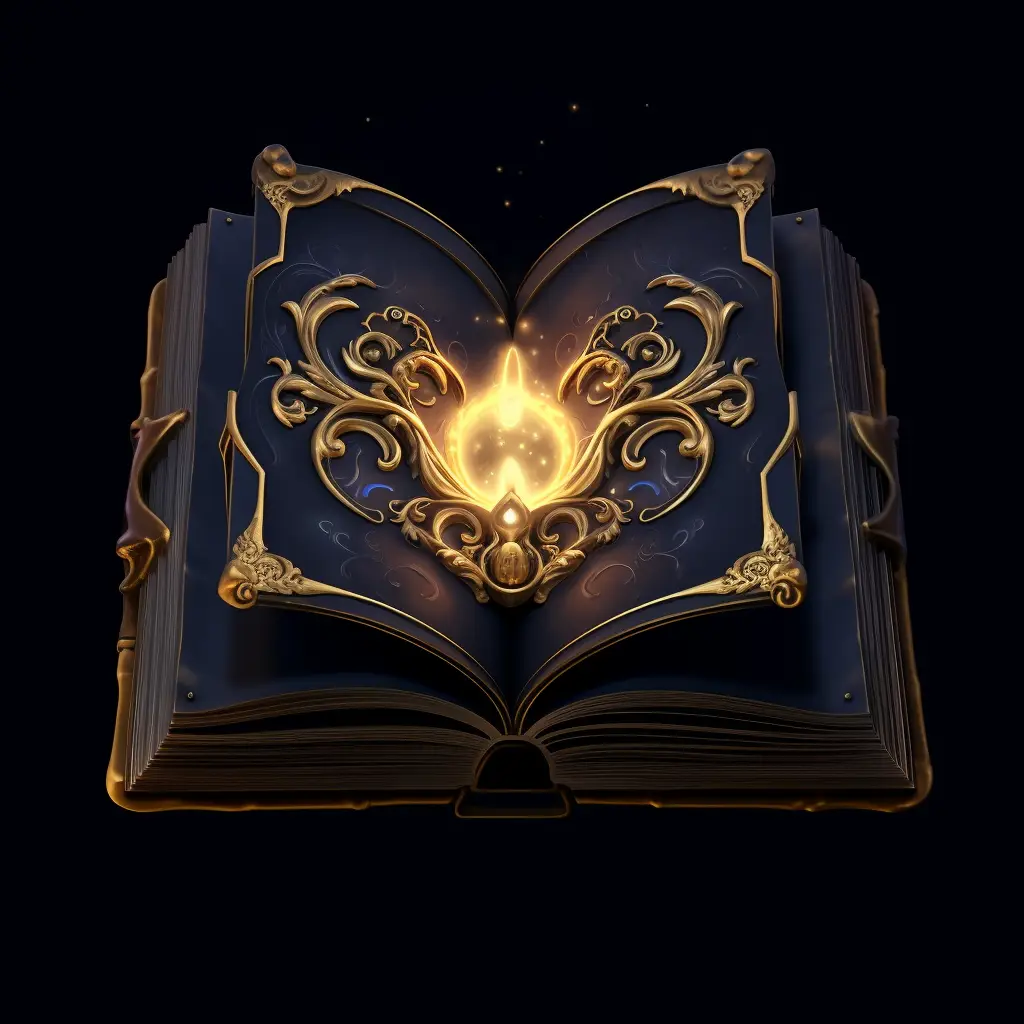 Grimoire magic book 3D material golden gold art game icon UI