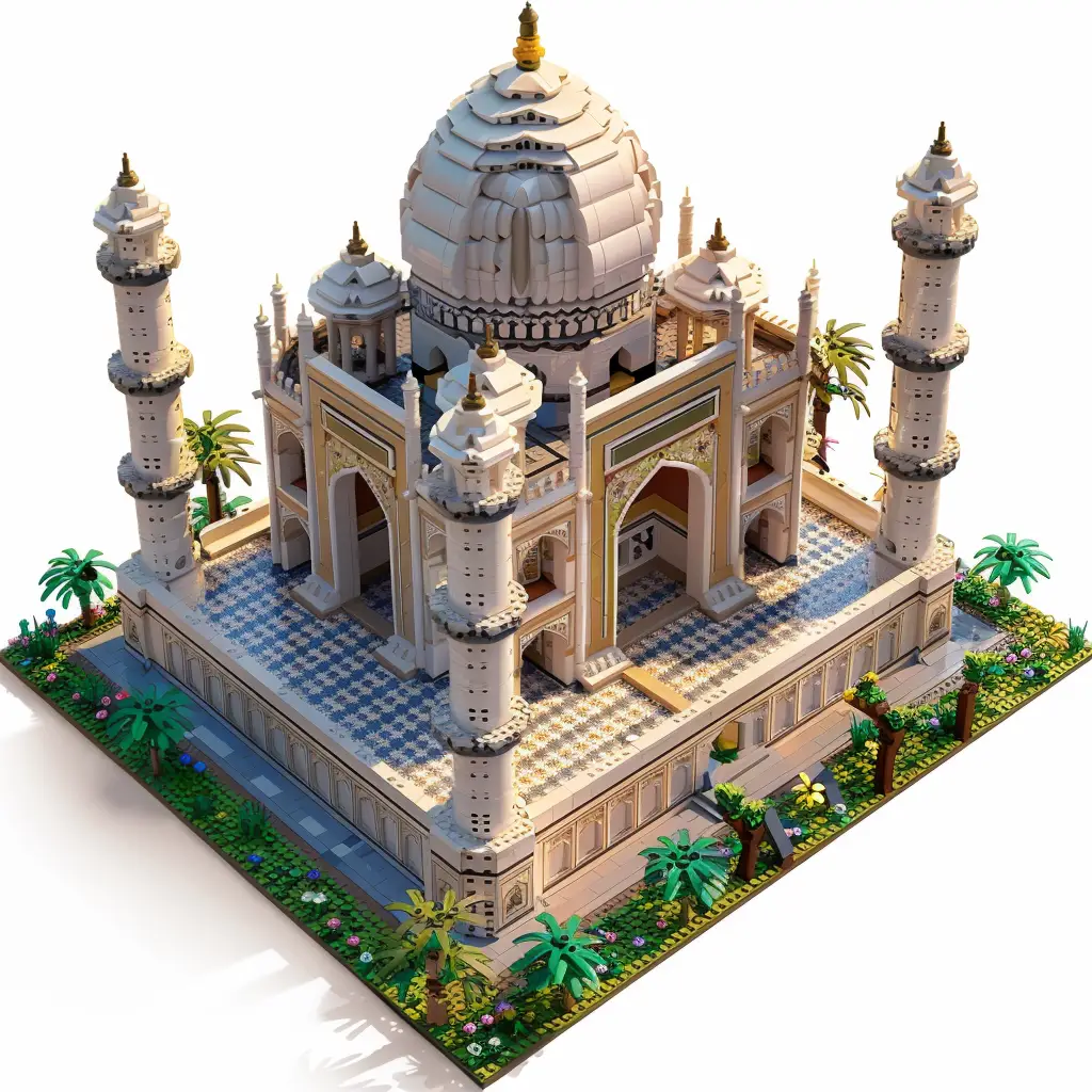 India Taj Mahal assembled 3D model lego scene