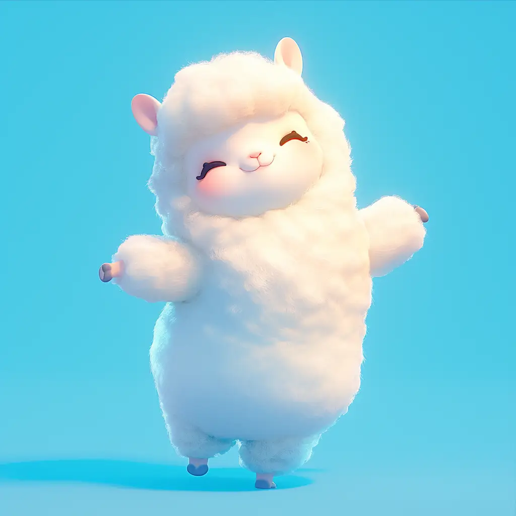 alpaca cute happy 3D character design cartoon