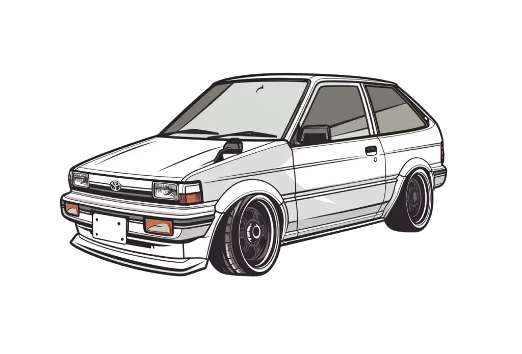 car Toyota logo vector line sticker cartoon illustration