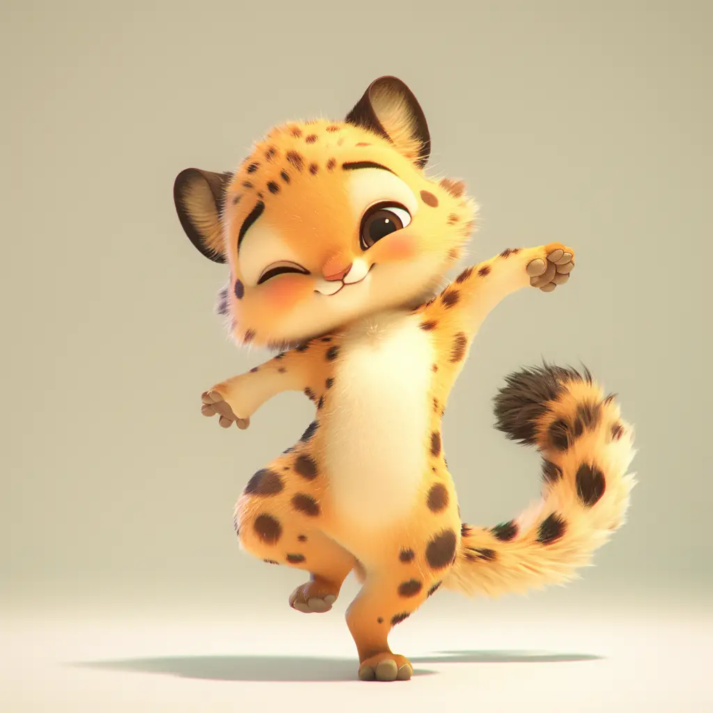 cheetah leopard cute happy character 3D design cartoon