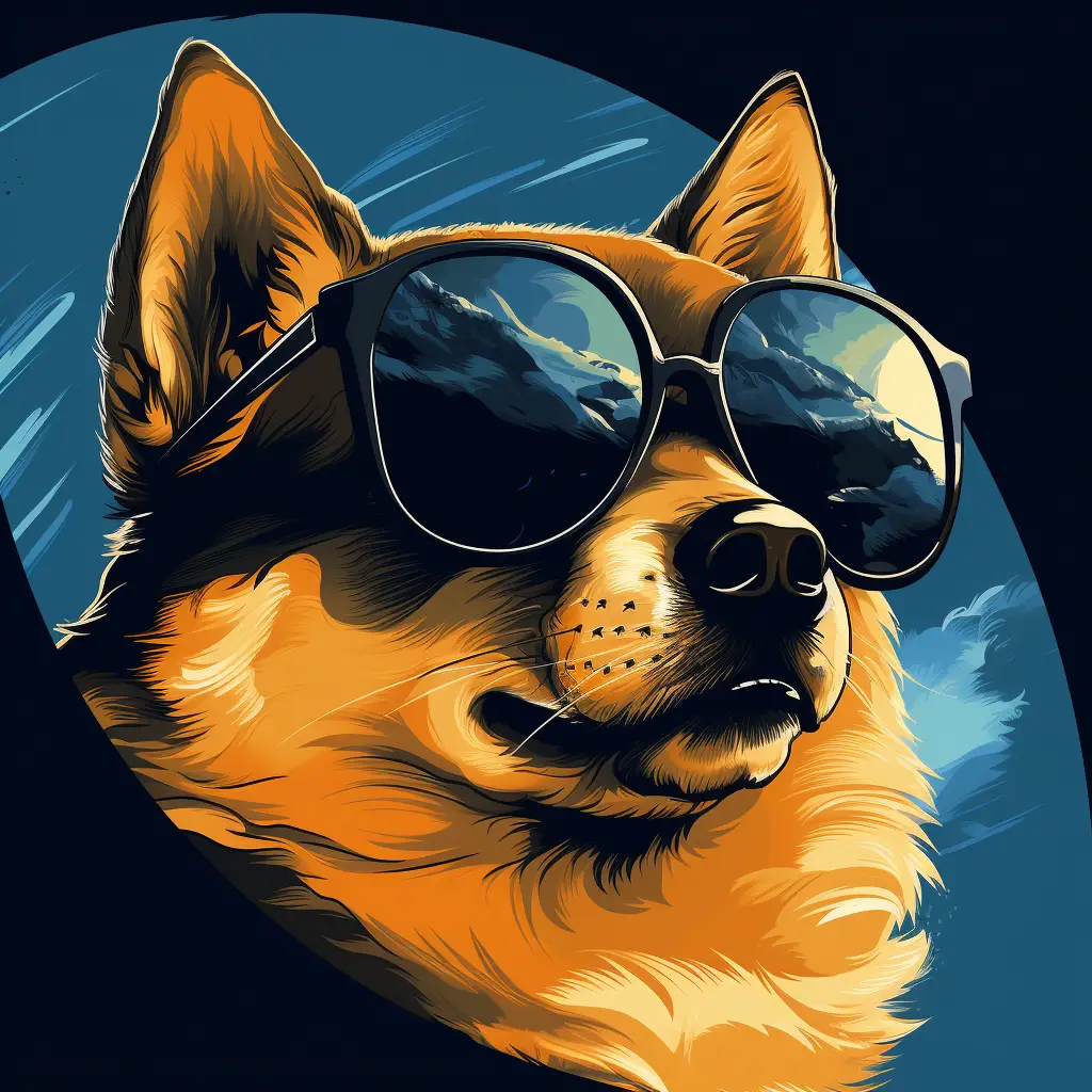 dog Shiba Inu sunglass glasses cartoon illustration