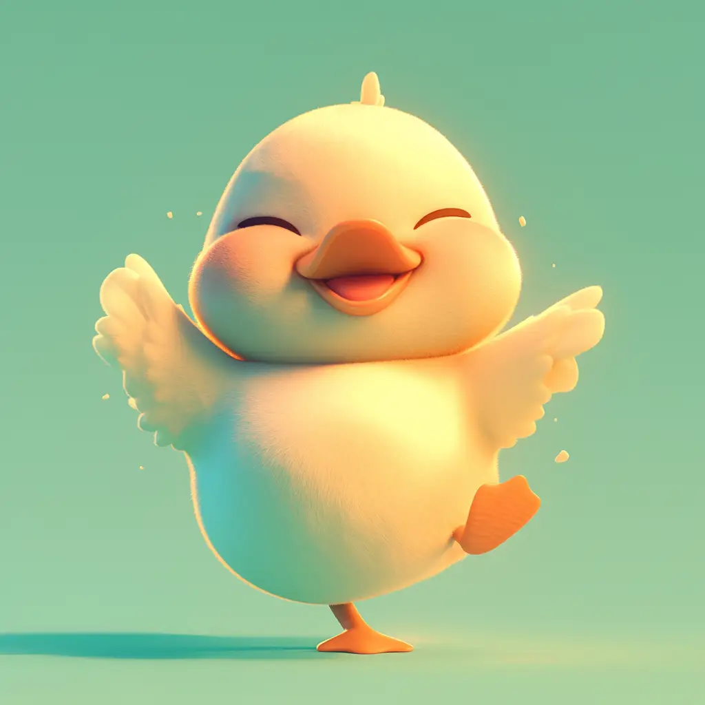 duck cute happy character 3D design cartoon