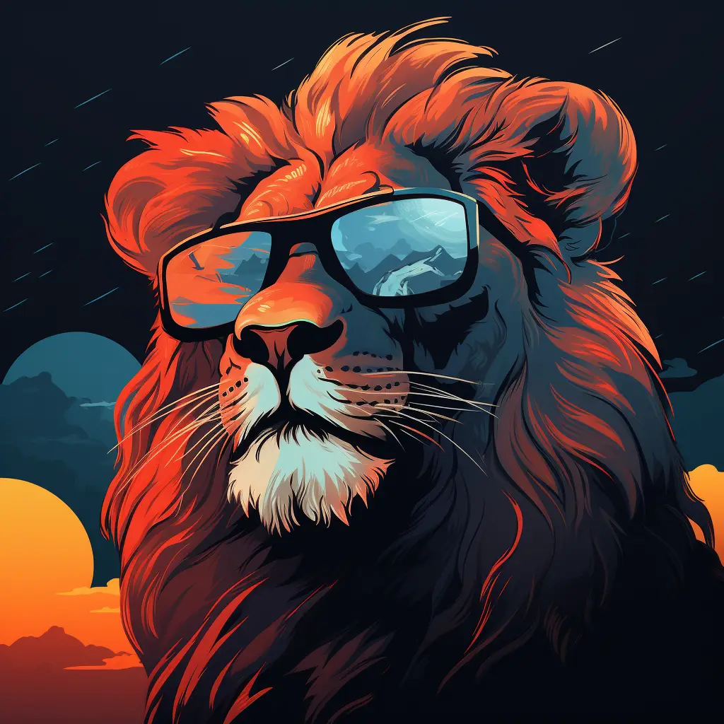 lion glasses sunglass illustration cartoon