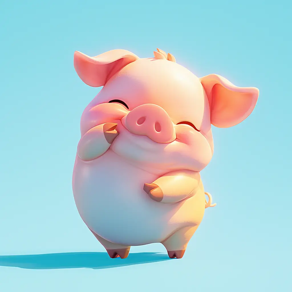pig cute happy character 3D design cartoon