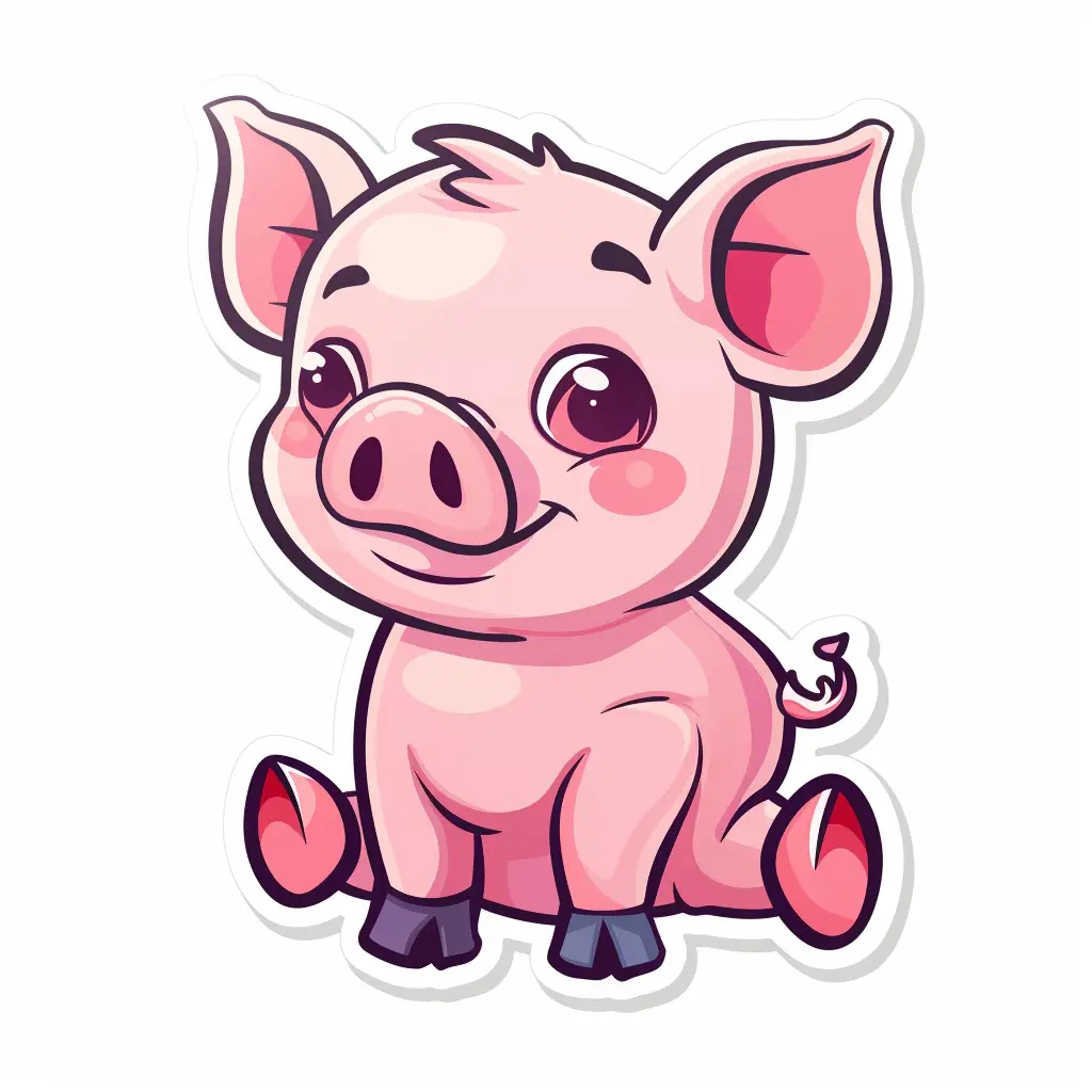 pig vector logo sticker line cute cartoon
