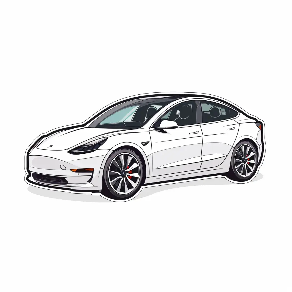 tesla model logo vector line sticker cartoon
