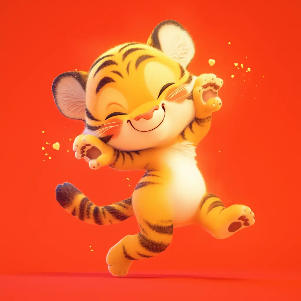 tiger cute happy character 3D design cartoon