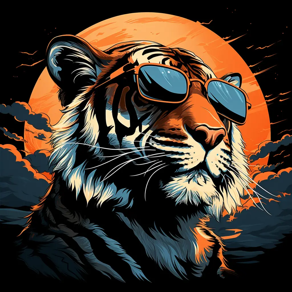 tiger illustration glasses sunglass cartoon