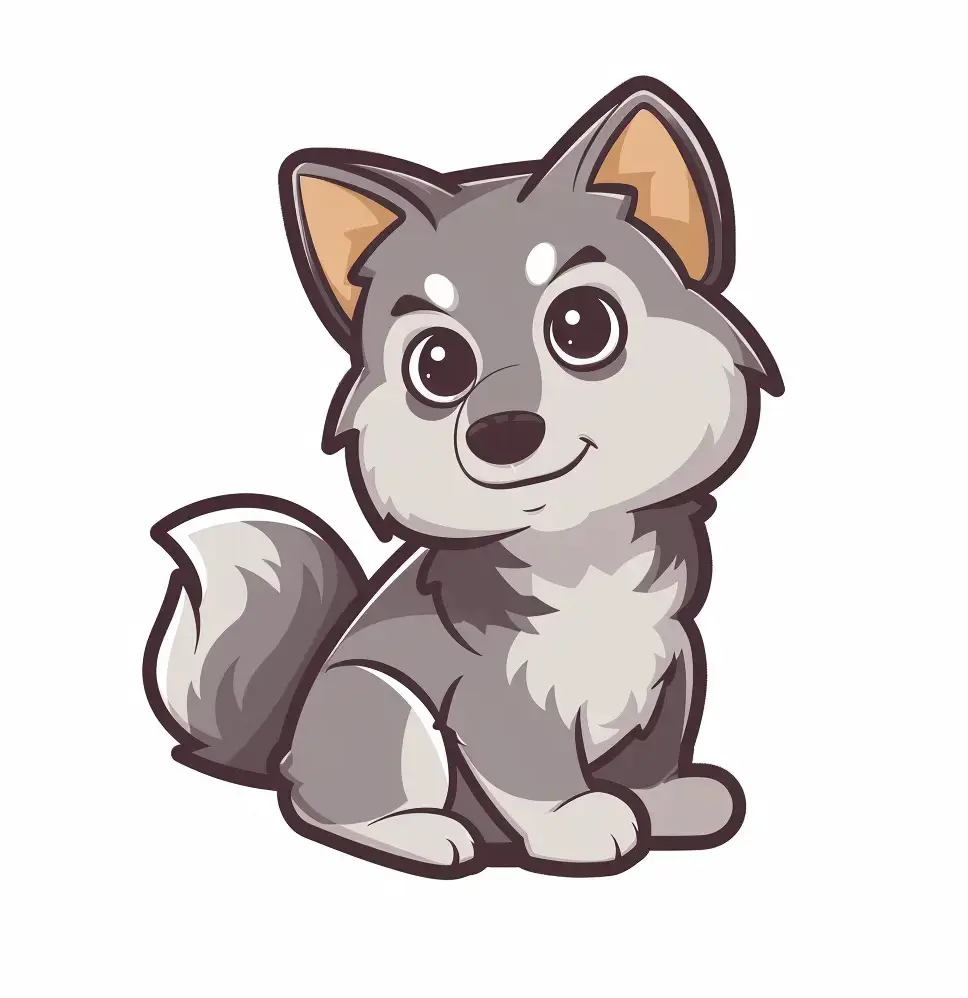 wolf logo vector sticker cute line cartoon