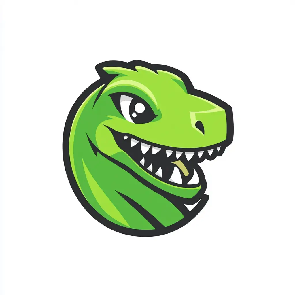 dinosaur head face mascot vector green logo illustration