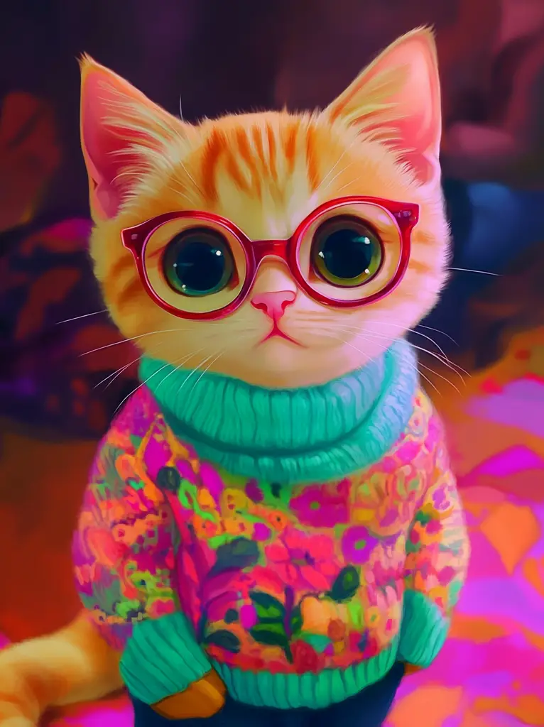 cat pink cute doll stuffed toy painting