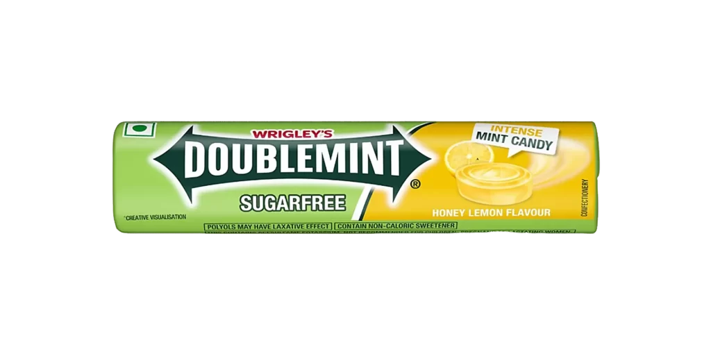 Doublemint sugarfree intense mint yellow candy honey lemon flavour