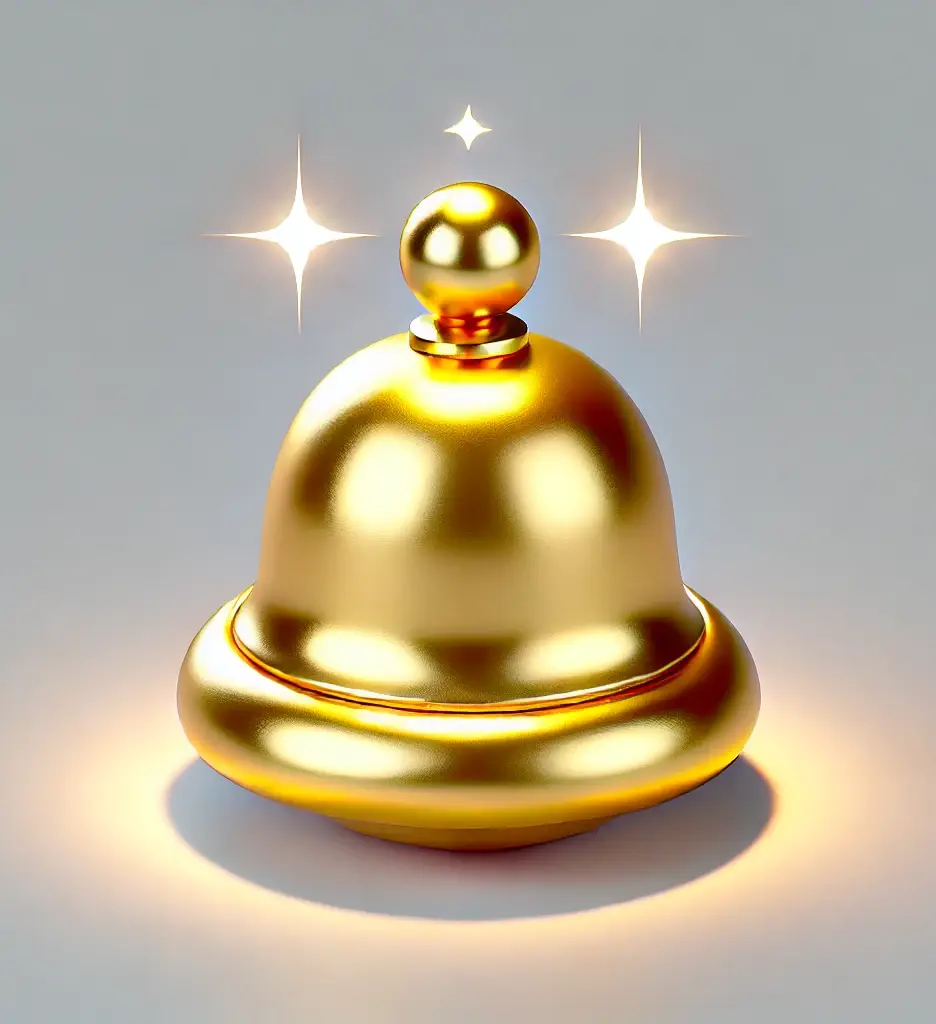 gold golden bell 3D rendering cartoon icon
