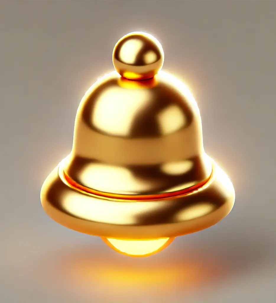 gold golden bell 3D rendering icon cartoon