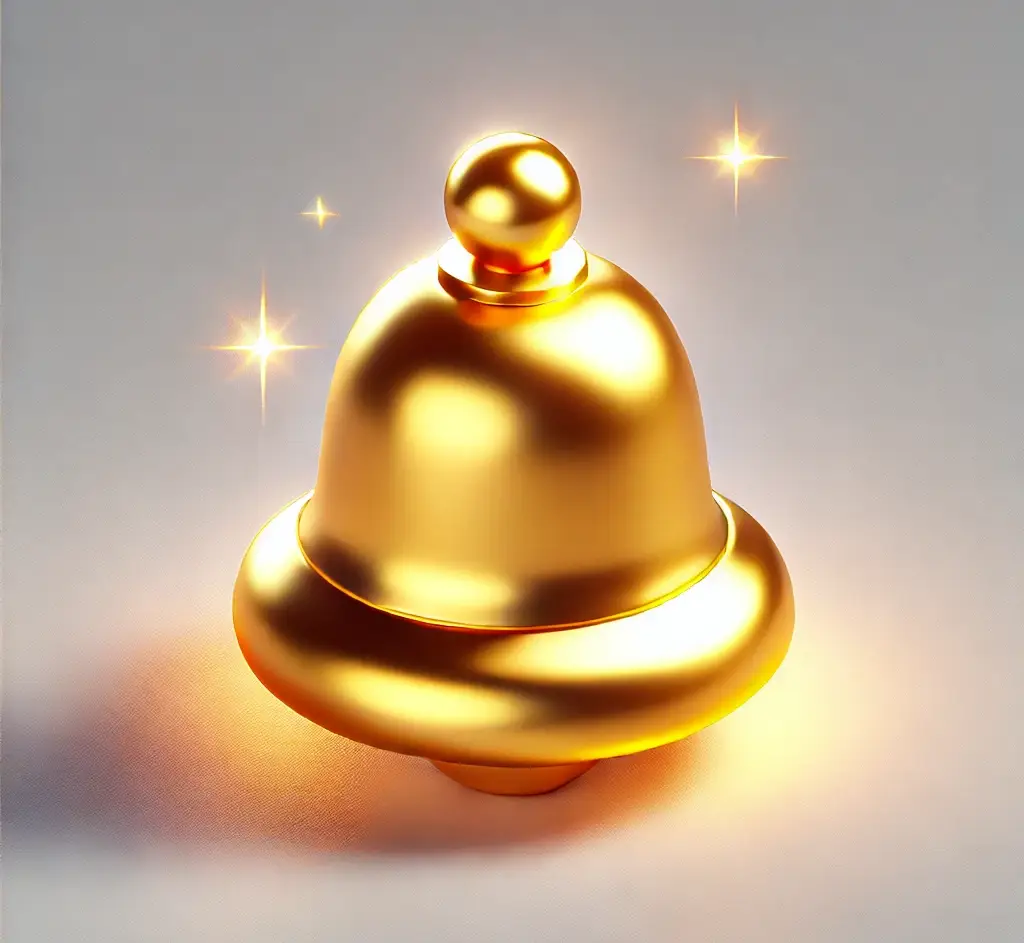 golden gold bell 3D rendering icon cartoon icon