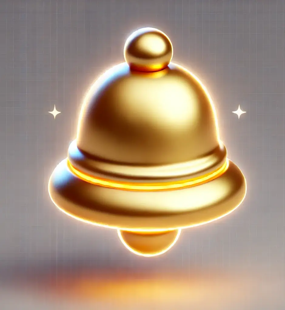 golden gold bell 3D rendering icon cartoon