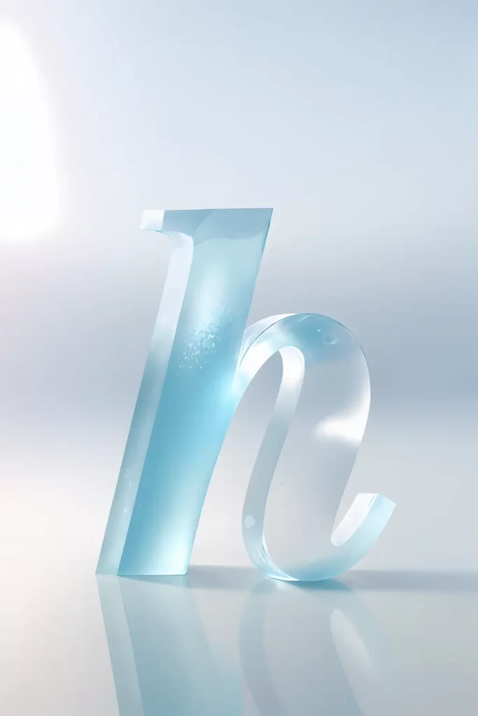 letter h glass ice shadow