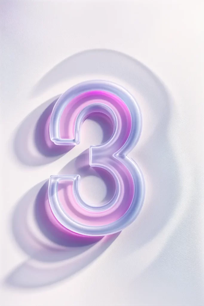 number 3 glass gradients shadow purple