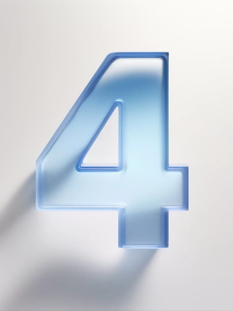 number 4 glass gradients shadow