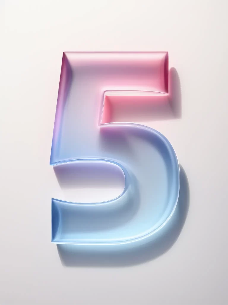 Number 5 3D glass