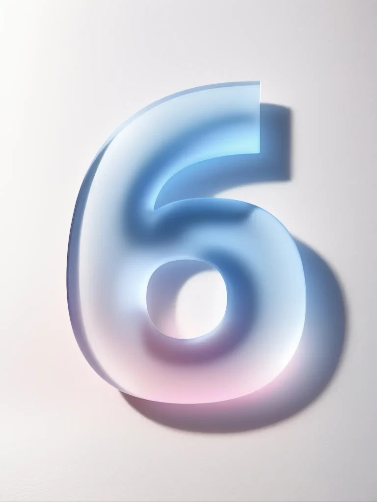 number 6 glass gradients shadow
