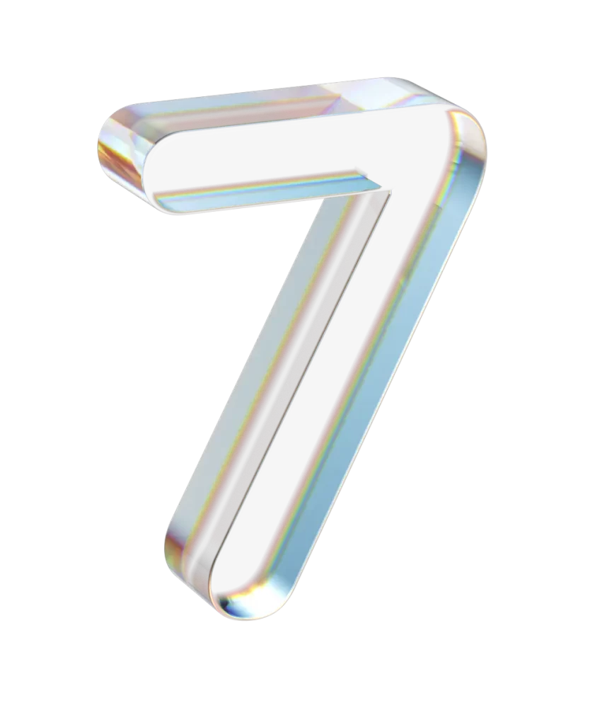 number 7 3D glass seven