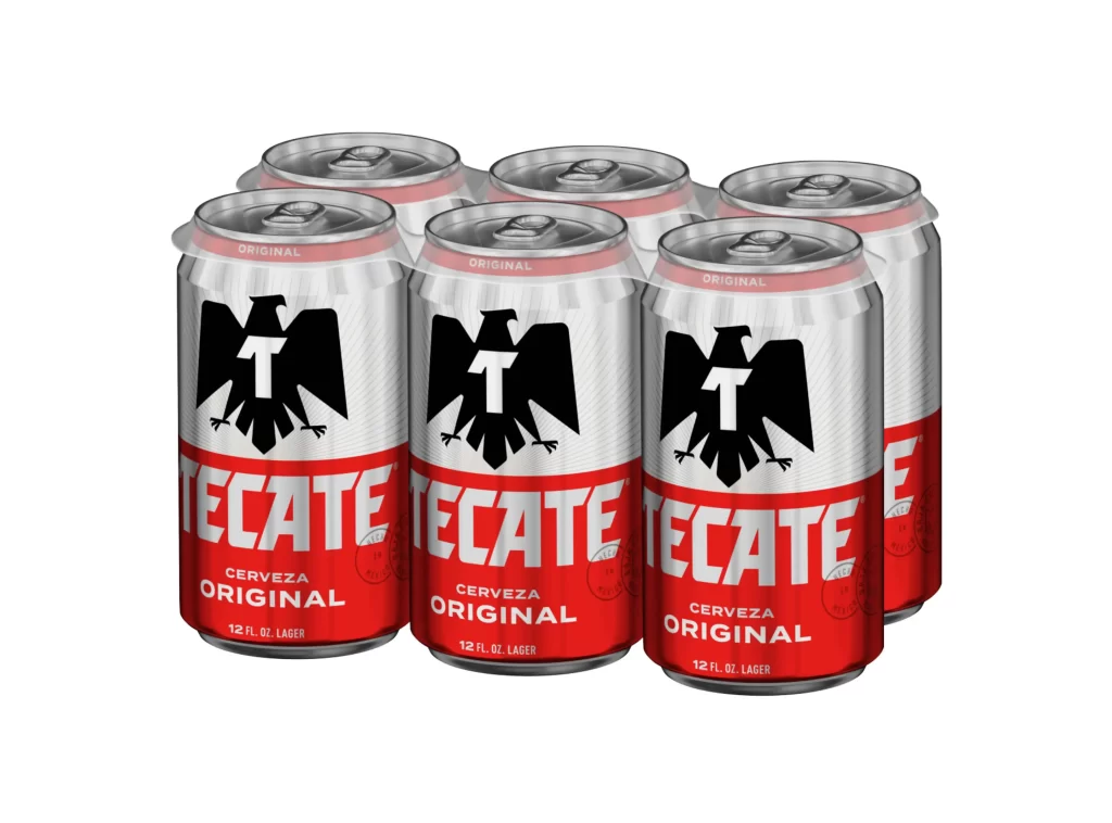 tecate light can red beer six-pack