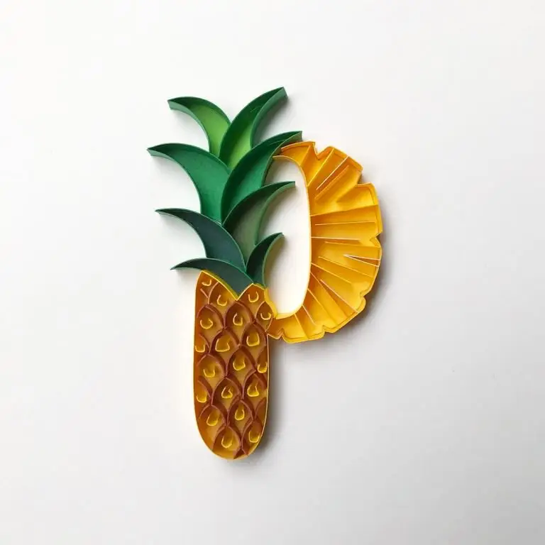 typography letter P paper art pineapple