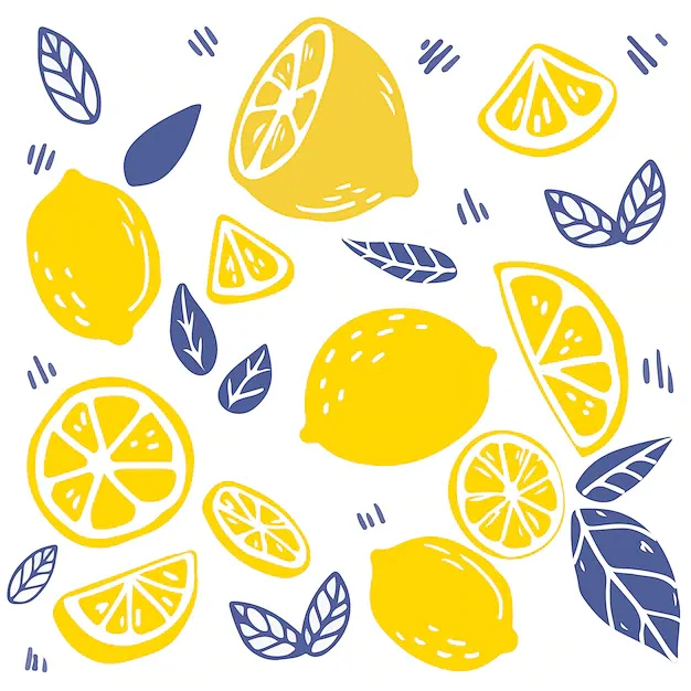 yellow lemon illustration pattern