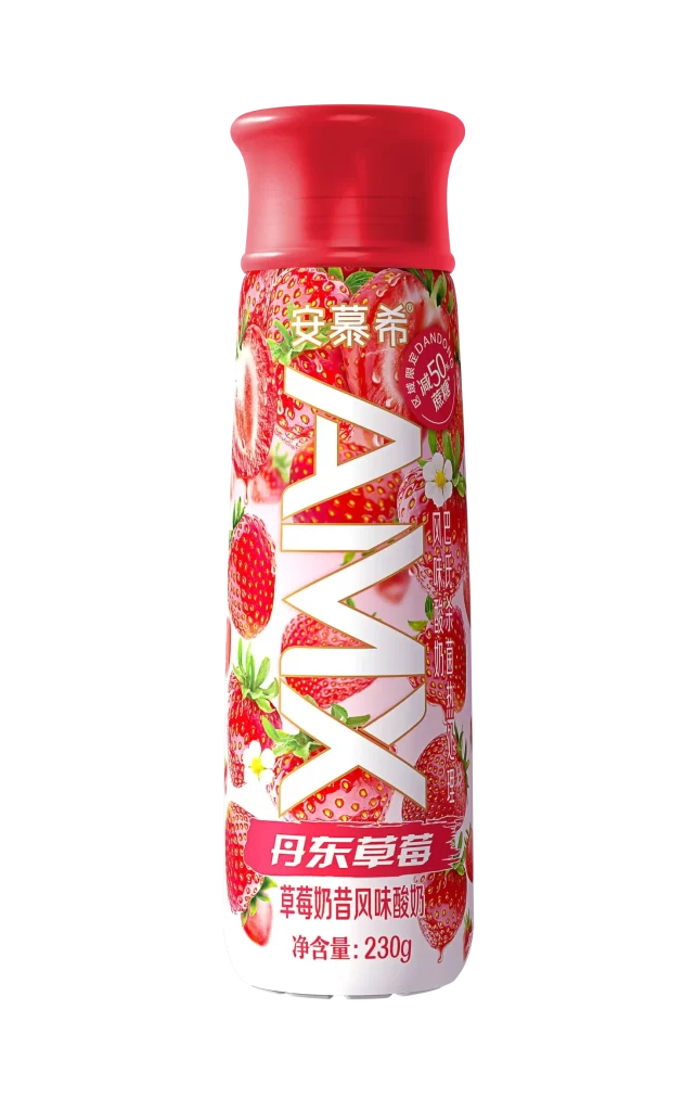 Yili AMX Ambpoeial yoghurt packaging strawberry