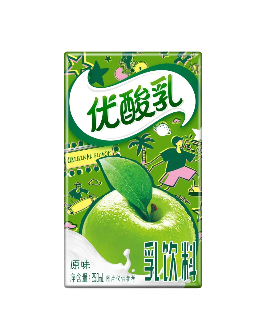 Yili yousuanru packaging front yogurt green apple